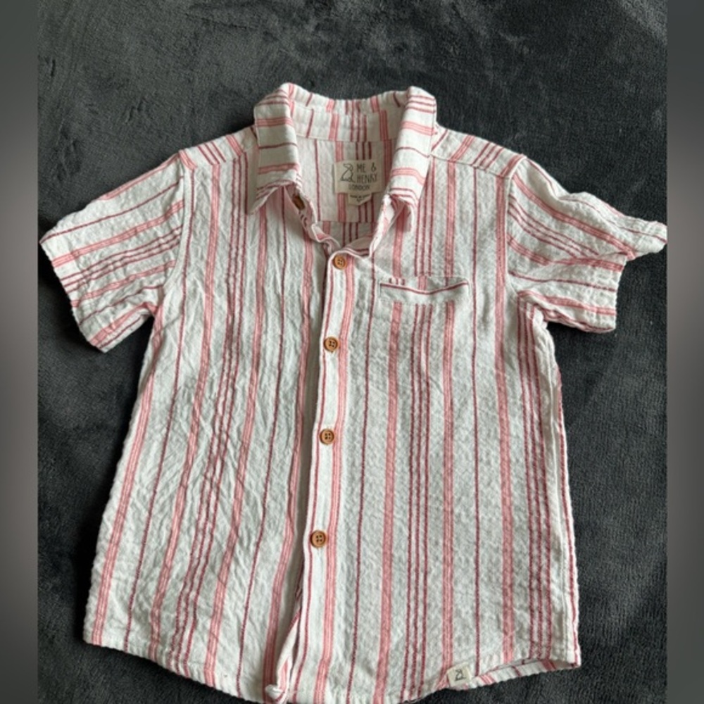 Me & Henry London Cotton Seersucker‎ candy strip Shirt 4T
